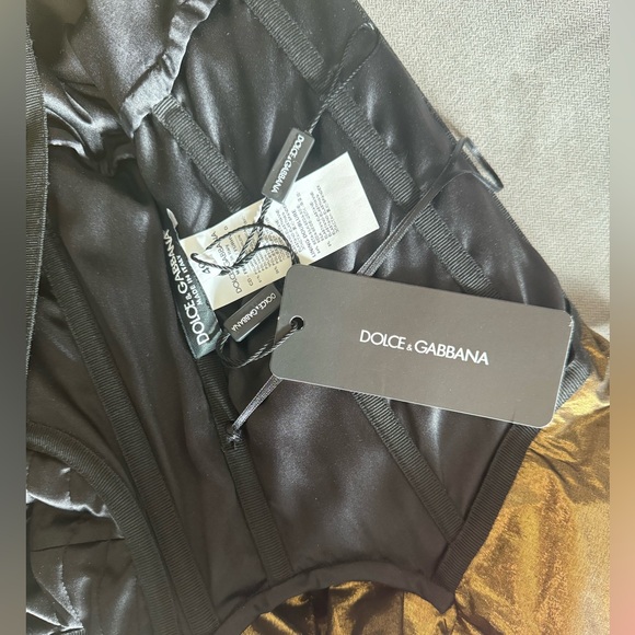 Dolce & Gabbana Draped Midi Dress Gold Size 40 BNWT - Picture 10 of 13